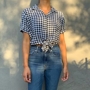 American Apparel Gingham Button-up Crop Top